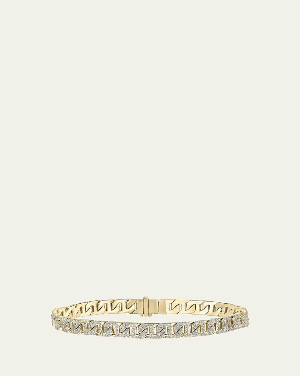14K Yellow Gold Flawless Mykonos Bracelet with Diamond Pave, 7"L